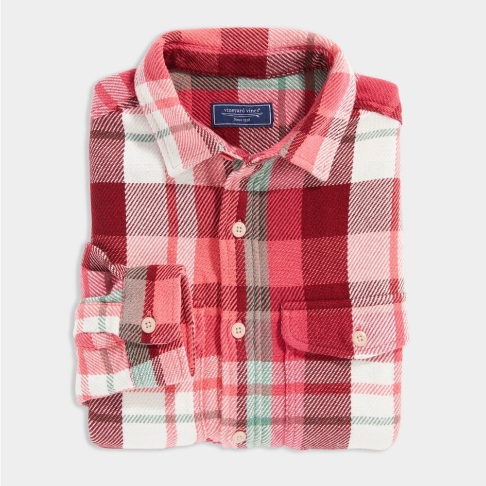 Vineyard Vines Heavy Twill Shirt Jacket Cotton Red Plaid Men’s Size Small